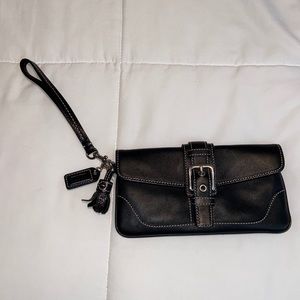 Coach Black Leather Wristlet